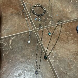 Pink Panache jewelry lot 4 necklaces, 1 bracelet, 1 pair of earrings sparkly